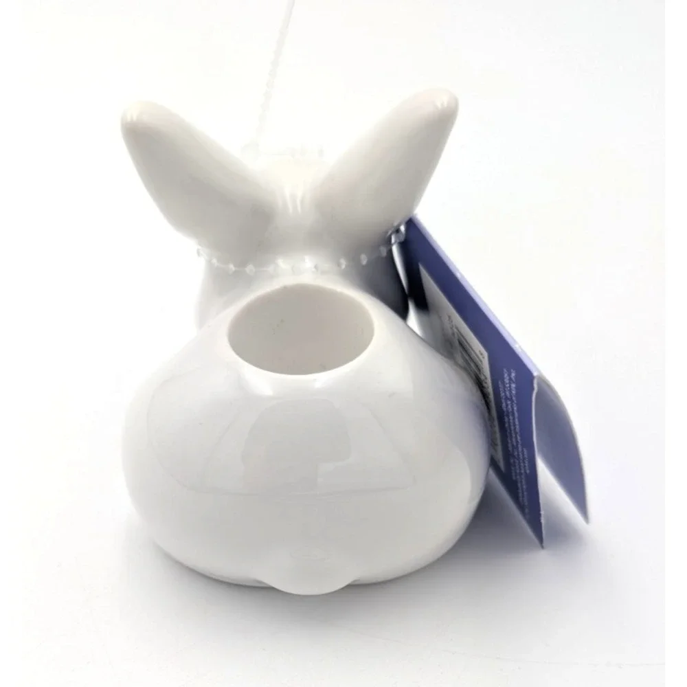 Celebrate Together ceramic white Bunny Rabbit Taper Candle Holder Khols 3.5